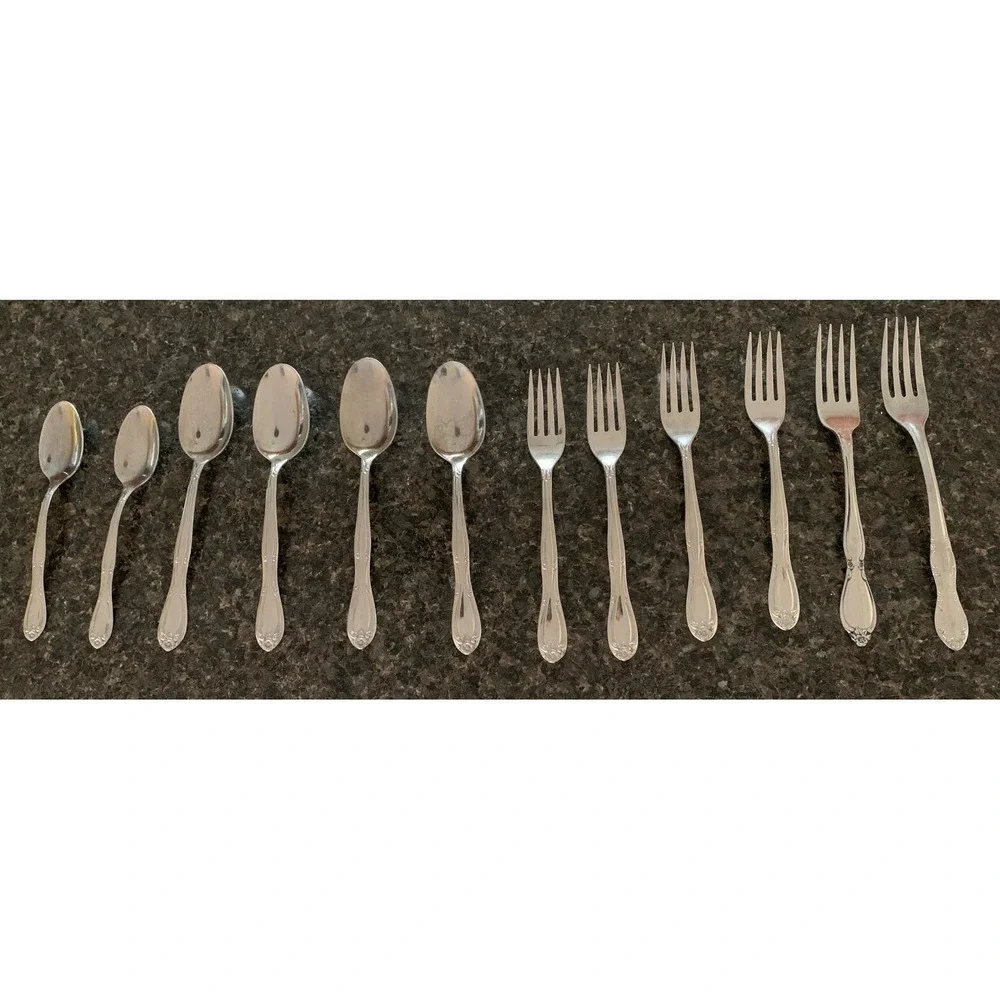 Stainless Flatware Set 12 Piece USA Vintage American Products 1950s Rosalie